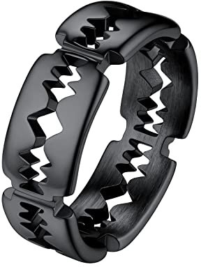PROSTEEL Herren Trauring Rasierklingen Design Bandring Größe 69 Schwarz Edelstahl 7mm breit Gothic Band Ring Partnerring für Männer Modeschmuck Accessoire für Weihnachten