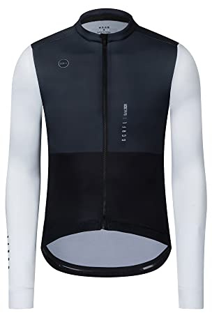 GCRFL Cycling Jersey Mens Long Sleeves Bike Jersey Biking Shirt 4 Rear Pockets Lightweight PRO Race Fit UPF 50+ (Black, L)