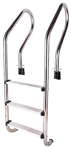 AWJ Schwimmbecken-Handlauf, eingebettete Poolleiter aus Edelstahl 316 mit Rutschschutz, für 0,9–1,2 m tiefes Inground-Pool/Silber / 1,5 mm (Silber 1,5 mm)