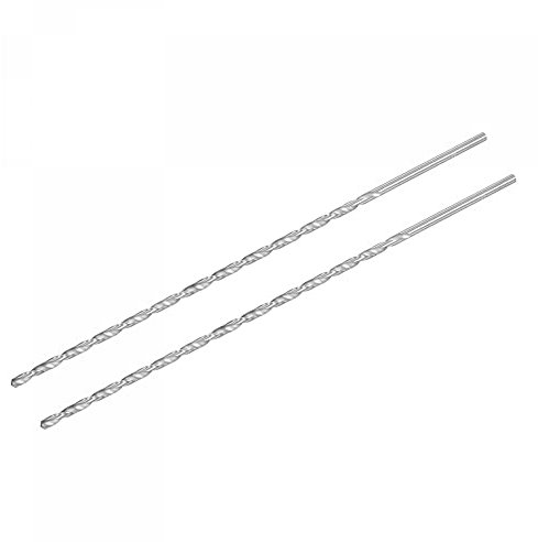 sourcing map HSS(High Speed Steel) Extra Long Twist Drill Bits, 4mm Drill Diameter 200mm Length for Hardened Metal Woodwork Plastic Aluminum Alloy 2 Pcs