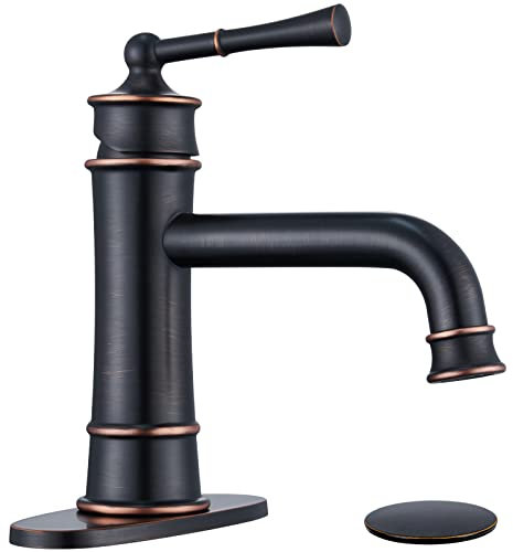 Hangoro Badezimmer-Wasserhahn, Bronze-Einhandarmaturen für Waschbecken, solides Ventil und Pop-Up-Ablauf, Touch-On-Badezimmer-Armaturen für Waschtisch, WC, Badezimmer oder Waschbecken (L2301-ORB)