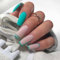 RUNRAYAY Green Line Long Press on Nails, French Tips Coffin Fake Nails Matte False Nail, Glue on Nails Acrylic with Design Full Cover French Tips for Women Girls
