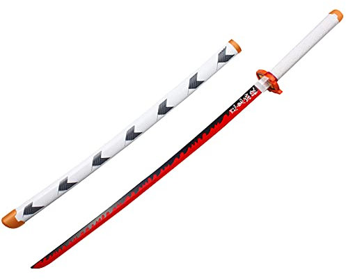 SHASHAYA Espada Demon Slayer de bambú de 75 cm, katana samurái de bambú, accesorio de cosplay de anime hecho a mano, juguete para niños, regalo para niños y niñas