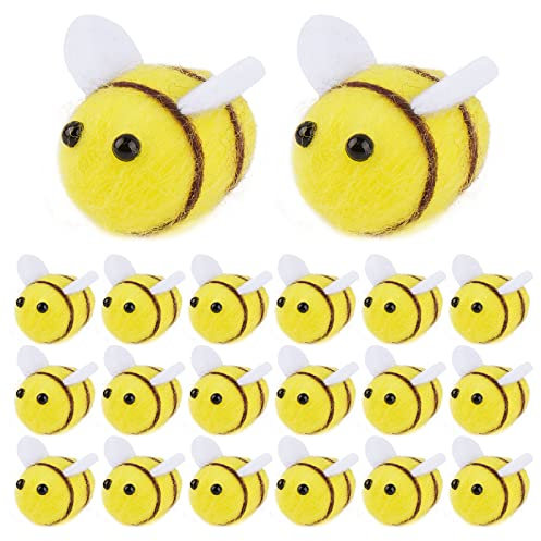 BETESSIN 20Pcs Bienen Filz Mini Biene Dekoration Kleine Filzbienen Mini Filzen Figuren Tischdeko Streudeko Anhänger für Babyparty DIY Geschenk Handwerk Schmuckherstellung Party Dekoration 3x2.5cm