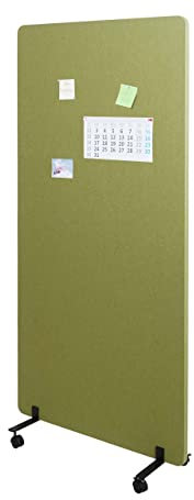 Akustik-Trennwand HWC-G77, Büro-Sichtschutz Raumteiler Pinnwand, doppelwandig rollbar Stoff/Textil - 167x80cm grün