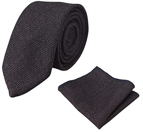 TruClothing Mens Tweed Herringbone Tie Pocket Square Check Classic Blue Brown Grey Black - Plum 05 One Size