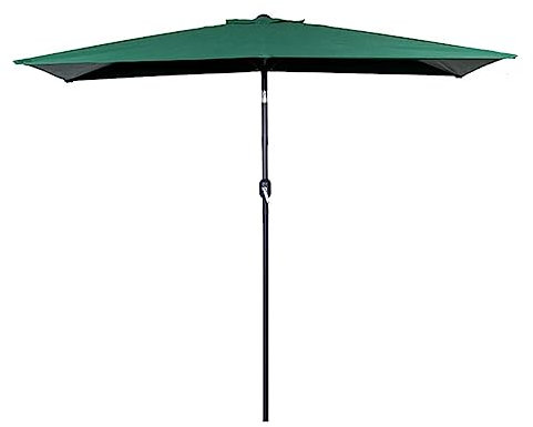 250×130cm Halbrechteckiger Terrassenschirm für Draußen, mit Kurbel und 5 Rippen, Marktschirm für Café, Wand, Balkon, Fenster (Color : Green)