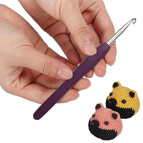 Aeeque 5,0 mm Häkelnadel, 10 cm Häkelnadel Set, Aluminium Häkelnadeln mit Gummigriff, Leicht TPR Häkelnadeln für Arthritis, Bunt Häkelnadel Metal zum Häkeln Schal, Pullover, Mützen, Kissen