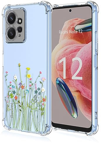 YUXING Cover Trasparente per Xiaomi Redmi Note 12 4G - Custodia Protettiva Sottile in TPU Morbido Antiurto con Carino Motivo Disegno Cool (Flower Bush)