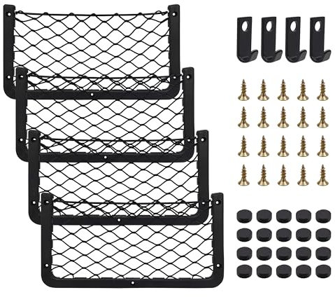Domkan Filet Rangement pour Voiture, 4Pack Filet de Rangement de Coffre, Multifonctionnel Sac Pocket Organizer de Voiture pour Ustensiles, Camping-Cars, Bateaux, Maison(36 x 18cm)