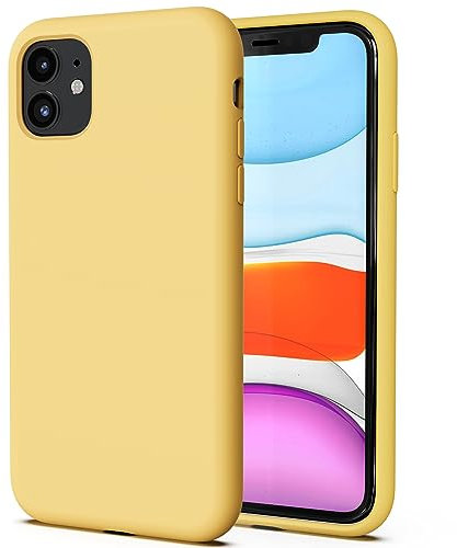 TAXXOE Silicone Case with iPhone 11 Case Soft Ultra Slim Protective Shockproof Liquid Silicone Phone Case,Anti-Scratch Microfiber Lining,6.1 inch-Yellow