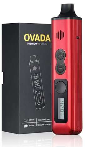 Vaporizer Verdampfer Kit mit Bildschirm | Keramik Kammer + Schnellladung | Handlich Tragbar | Temperaturregelung in °C und °F | Dampf Kräuter Dry Herb (Rot)