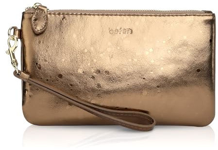 befen Leather Wristlet Purses for Women Small Clutch Wallet Stylish Ladies Handbag for Women with Card Slots-Bronze