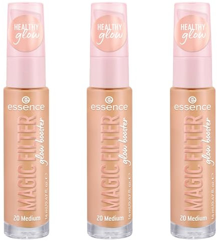 essence MAGIC FILTER glow booster, Basis, Nr. 20, Nude, pflegend, Färbeeffekt, weichzeichnend, natürlich, strahlend, vegan, ohne Parfüm, ohne Alkohol, ohne Parabene, 3er Pack (3x14ml)