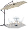 Tubiaz Sonnenschirm 350cm Ampelschirm Groß LED Solar Inkl. Alu Kurbelschirm mit Ständer UV-Schutz Parasol Wasserdicht Gartenschirm Marktschirm für Balkon, Garten, Terrasse,Beige