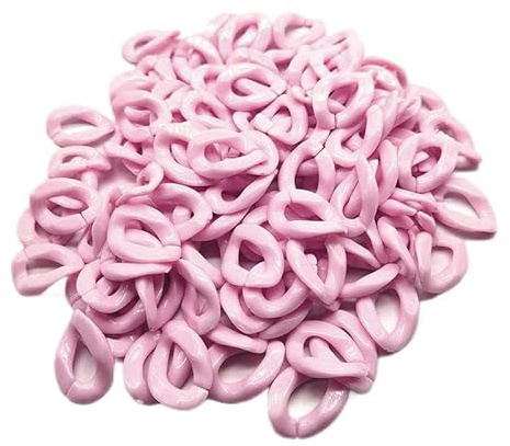SKYPRO Lot de 100 anneaux de chaîne en plastique acrylique rose pour la fabrication de bijoux, perles de chaîne torsadée, connecteurs à maillons rapides pour colliers DIY, sacs à téléphone