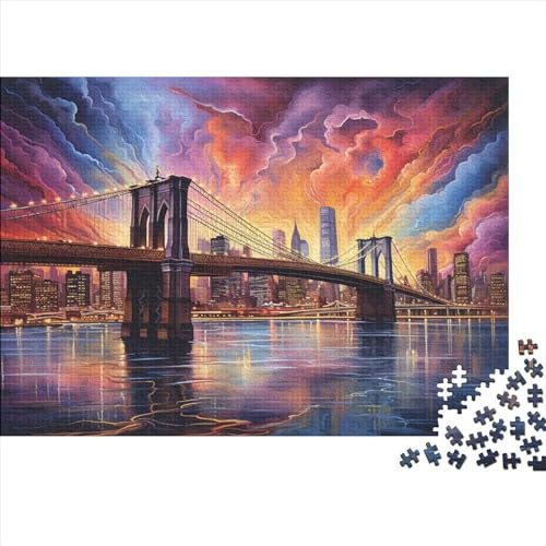 Fun Jigsaw Wooden Puzzles for Adults 1000 Piece, New York Themed City, Home Decoration Puzzle,Sustainable Puzzle for Adults