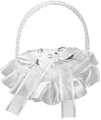 Cabilock Ringkissen Aus Spitze Vintage-Ringträgerkissen Für Hochzeit Mit Spitze Rose Herzförmiger Ringhalter Ringkorb Aus Spitze Weißes Herzkissen Ringträgerhalter Braut