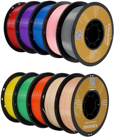 kingroon 3D Printer Filament PLA 3D-Druckerfilament,… (Polyethylen -Terephthalatglykol, Rot, grün, blau, orange Hautpulver und Silber)