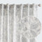 TOPICK Gardinen Leinen Vorhänge Blumen Bedruckt Wohnzimmer Gardine mit verdeckten Schlaufen Curtains Living Room für Schlafzimmer Landhaus Tür 2er-Set Grau auf Beige 140B x 225H(cm)