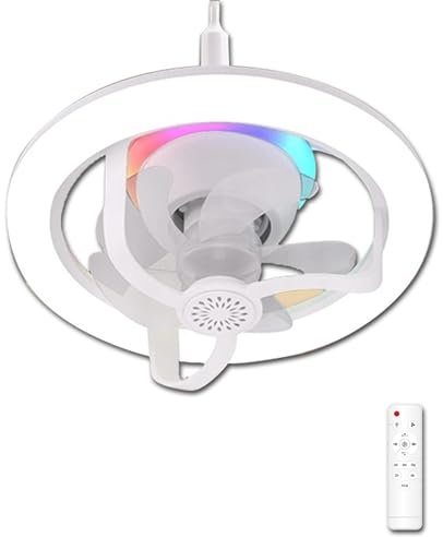 Ventiladores Techo Giratorios con Luces, Luz de Ventilador con Enchufe RGB Regulable de 28 cm/11 Pulgadas con Control Remoto, Luz de Ventilador de 3 Velocidades con Rotación de 360° para Dormitorio