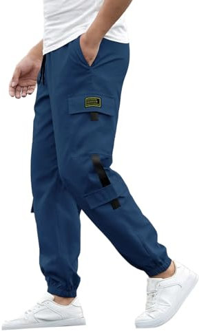 Generisch Herren Jogger Cargo Chino Jeans Hose Cargo-Hose Carrot fit Cargo-Hose Paintball Hose Outdoorhose Autumn Stoffhose Arbeitshose mit Taschen Gym Hosen Herren Hosen Männer Mit Gummizug
