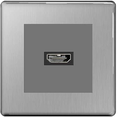 BG Brushed Steel Screwless HDMI Socket Satin Chrome Grey Insert EMHDMIG FBSEMS2