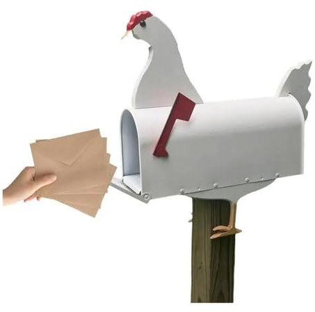 HWJFDC Briefkasten Kreativer Briefkasten in Hühnerform, Briefkästen aus Eisen for den Außenbereich, personalisierter Briefkasten mit süßer Hahnform for Garten- und Hofdekorationen