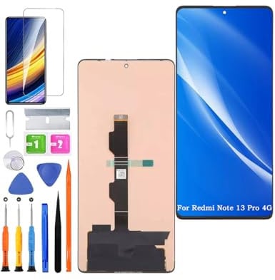 HLYGZX Display di ricambio per Xiaomi Redmi Note 13 Pro 4G LCD Schermo TFT, 23117RA68G 2312FPCA6G Display Touch Digitizer Assembly Kit di riparazione (senza impronte digitali)