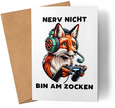 Lilavie-Design Nerv Nicht Bin am zocken Fuchs Karte Grußkarte - Computer Spieler Präsent