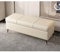 Kunstleder-Ottomane, Aufbewahrungsbank mit Kissen, Eingangsmöbel für Wohnzimmer, rechteckig, extra lang, Stauraum, Bettbänke für Fußbett, PU-Leder, Ottomane (Beige, 120 cm)