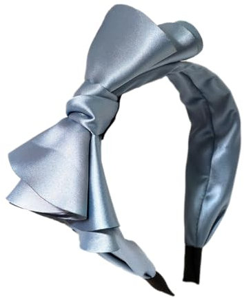 Blausky 1 Stück Satin Einfarbig Haarreifen,Stirnbänder mit Groß Schleife,Breit Haarreif DIY Haarbänder,rutschfest Modisch Haaraccessoires Damen,Breit Retro Stirnband,Kosmetik Haarband Frauen,Blau