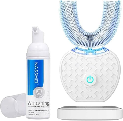 Ultraschall Zahnbürste, automatische Zahnbürste Auto Sonic Zahnbürste, Zahnaufhellungsbürste mit Timer Drahtlose Aufladung 360° Ultraschall-elektrische Zahnbürste für Erwachsene (White, 1)