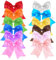 Mabor Lot de 12 grands nœuds à cheveux en ruban gros-grain avec pinces à cheveux crocodiles pour petites filles, adolescents, bébés, tout-petits et pom-pom girls