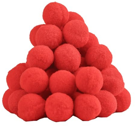30 Stück Pompons 5cm Rot Plüschbälle Bommel Bastelmaterial DIY Deko | Die flauschigen Bommel sind weich, leicht und verleihen Bastelarbeiten, Figuren und Dekorationen einen besonderen Look.