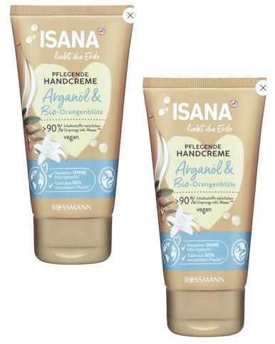 2x Isana Handcreme mit Arganöl & Bio-Orangenblüte | 2x 75ml | 1x Bebe Duschpflege