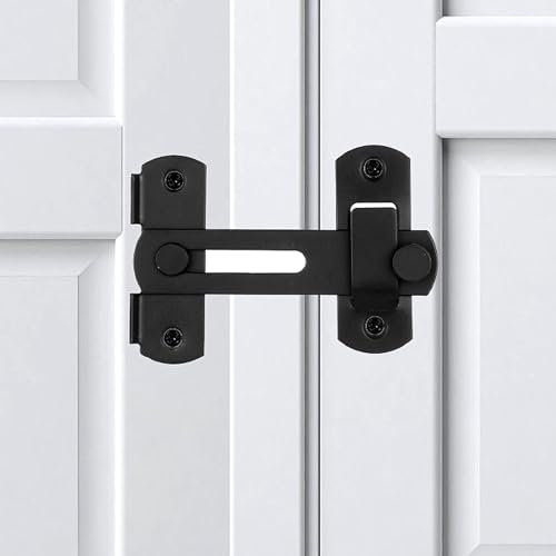 Ymapinc Sliding Door Lock, 180° Flip Locks for Inside Door - Pet Door Latch Sliding Barn Door Lock for Privacy Bathroom Outdoor Garage Window - Black Stainless Steel
