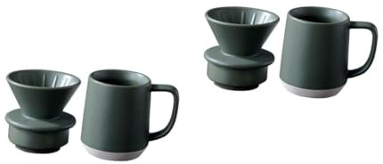 Mikikit 2sätze Grüner Keramikkaffeefilter Mit Griff Handgemachter Filterbecher Für Kaffee Und Milch Für Zuhause Und Unterwegs Leicht Und Langlebig Einfacher
