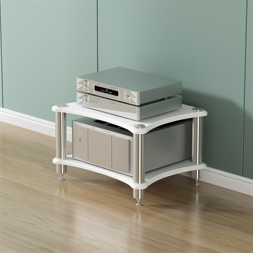 mueble equipo hifi Rack De Audio De Alta Fidelidad, Soporte Multimedia, Gabinete De Componentes Estéreo De 2, 3 Y 4 Capas Para Reproductor De DVD, Consola De Juegos, TV Box Y Amplificador.(White,H-40c