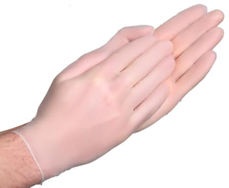 PANKTI Clear Vinyl Gloves - Powder Free & Latex Free - Clear Disposable Gloves for Medical, Cooking, Cleaning, Multi Use (L, 100)