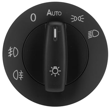 Hihaha Interruptor De Faros Para Volkswagen Jetta 05-13 1pc | Negro, Plástico, Luz De Ancho Y Niebla, Para Volkswagen Golf 05-12, Para Volkswagen GTI 06-12, OE:1K0941431AS/5ND941