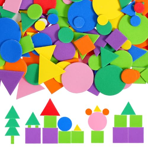 Classicseali 980 Stück Geometrische Aufkleber,Moosgummi Selbstklebend, Bunt | Geometrische Schaumstoffaufkleber zum Basteln für Scrapbooking,Kartenherstellung,Handarbeit,Zuhause