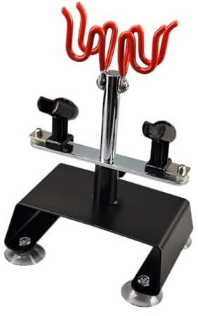 Tachiuwa Airbrush Stand Airbrush Holder Swivel & Tilt for Tabletop Model Coloring Accessories Supplies Table Mount Holds 4 Airbrushes, Red Black