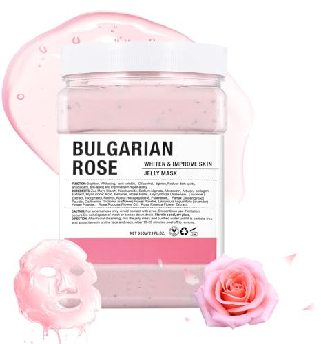 Jelly Mask Powder für Gesicht, Hydrating & Moisturizing Peel-off Jelly Face Maske, Professionell DIY SPA Nutzung Jelly Mask Pulver, Tiefenwirksame Hydratation & Glow 23 Fl Oz (Rose)