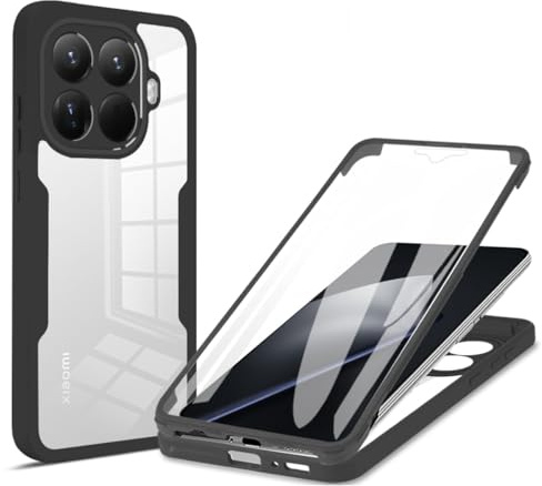 betterfon 360 Grad Hülle Kompatibel mit Xiaomi 15T Pro | Handyhülle eingebautem Displayschutz |Smartphonecase vollschutz | Schwarz