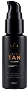 Selbstbräunendes Gesicht Serum mit Hyaluronsäure und Vitamin B5, Tägliche Feuchtigkeitsspendende Gesichtscreme mit Bräunungseffekt, Schlierfrei, 30 ml, Golden TAN LALU Cosmetics