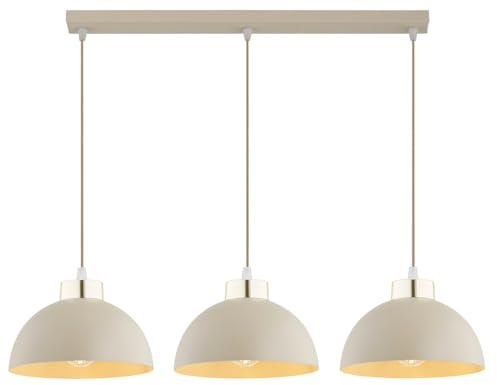 KAR LIGHTING Pendellampe 3-flammig Beige – Moon Ecru Kaschmir Leuchte aus Metall – E27 Lampen für Esszimmer oder Wohnzimmer – LED geeignet