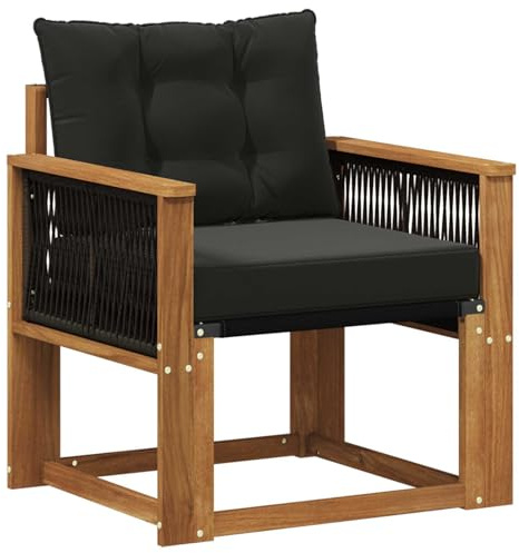 vidaXL Outdoor Mittelsofa Massivholz Akazie Natur, Balkon Garten Sofa, rechteckige Garten-Lounge Sitzgruppe, strapazierfähige Möbel für entspannte Terrassenstunden