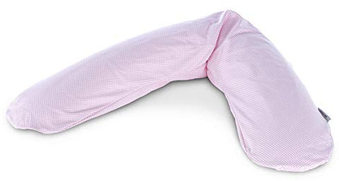 Das Original THERALINE Schwangerschafts- & Stillkissen | gefüllt mit sandfeinen Original-Mikroperlen | inkl. Außenbezug „Vichy Karo rosa“ | 190 cm