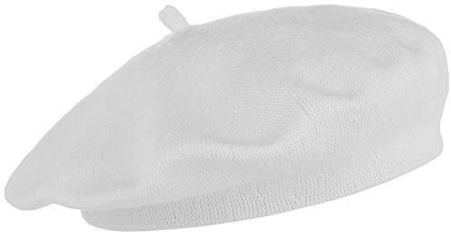 Lipodo Biskaya Baumwollbaske Damen - Baskenmütze aus 100% Baumwolle - Mütze One Size (53-58 cm) - Franzosenmütze Frühjahr/Sommer weiß